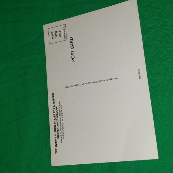 Harry S. Truman and Bess Wallace Truman Wedding Day Post Card from June 28 1919 - Picture 2 of 4